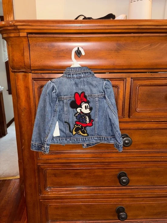 Baby Gap x Disney Minnie Mouse Denim Jacket Toddler 18-24M Embroidered NWT - Picture 2 of 5